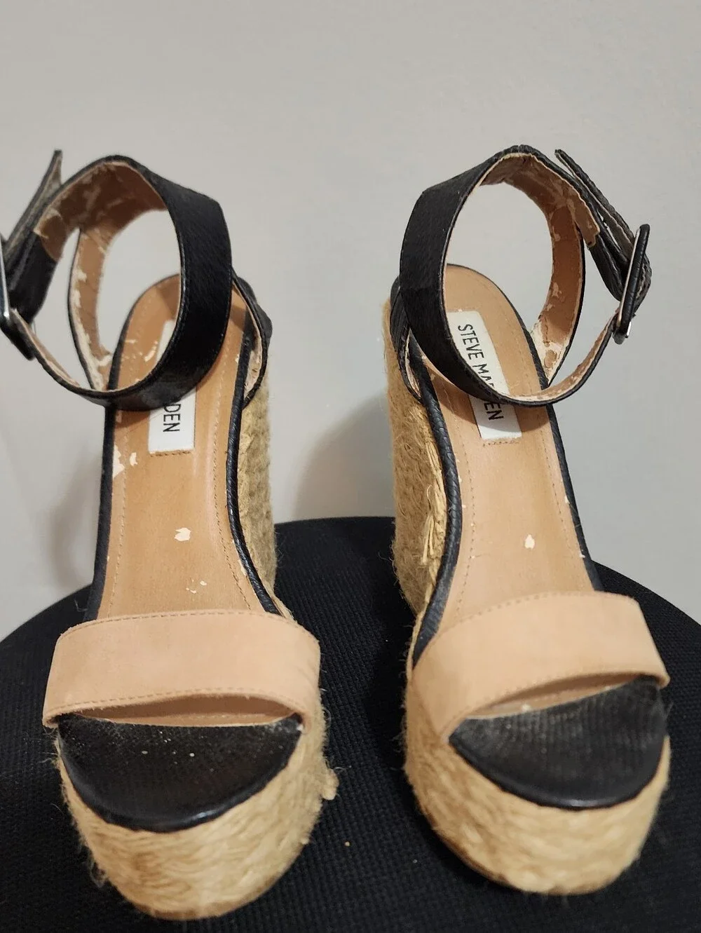 Steve Madden Black / Tan Wedges